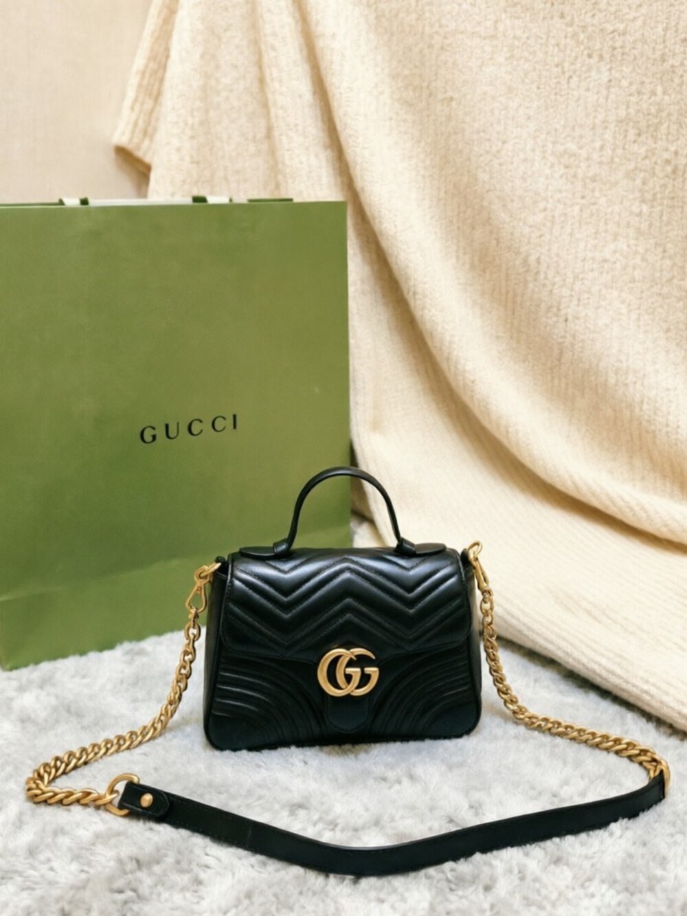 Gucci GG Marmont Medium Matelassé Top Handle Bag